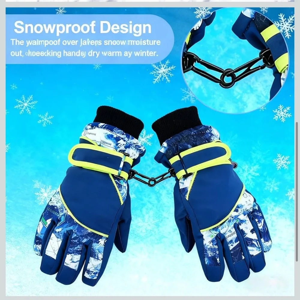 Kids-Waterproof-Ski-Gloves - Boys-Girls Winter-Snow-Glove Thickening Warm 4-7 y